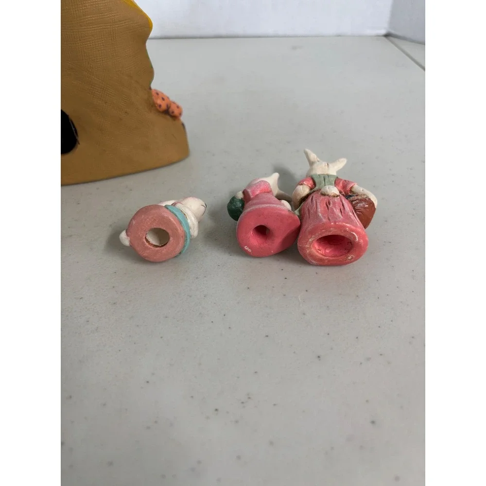 Easter Bunny Cottage‎  Light with 3 Figurines Ceramic Illuminated Decor Set